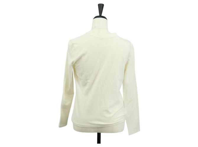 T-shirt in cotone a maniche lunghe Christian Dior, taglio e cucito, bianca, Auth 171428V Bianco - vista 2