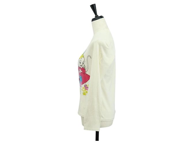 T-shirt in cotone a maniche lunghe Christian Dior, taglio e cucito, bianca, Auth 171428V Bianco - vista 3