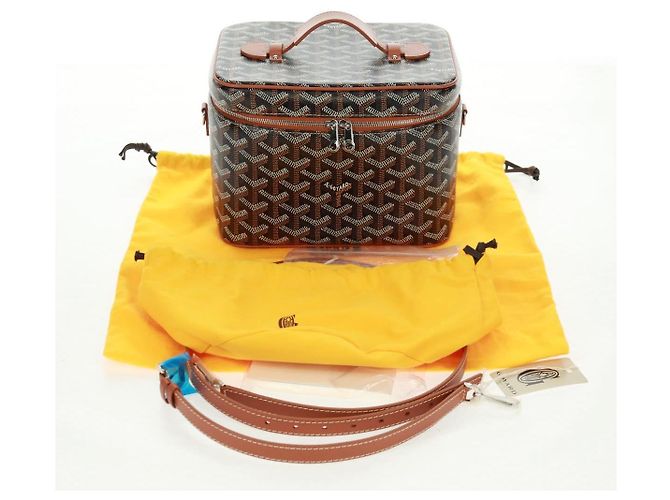 Borsa Vanity Muse PM GOYARD in PVC pelle Herringbone 2in1 marrone Auth SW2108SM Argento - vista 12