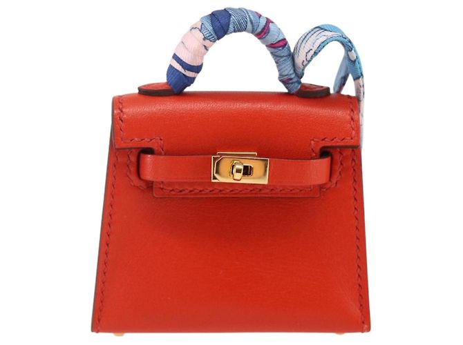 Hermès HERMES Micro Kelly Twilly Charm in Pelle Arancione Auth 169917SM - vista 13
