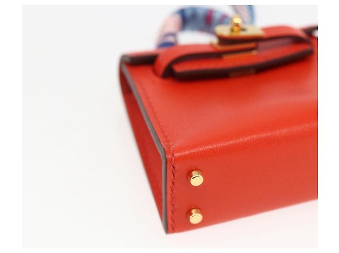 Hermès HERMES Micro Kelly Twilly Charm in Pelle Arancione Auth 169917SM - vista 15