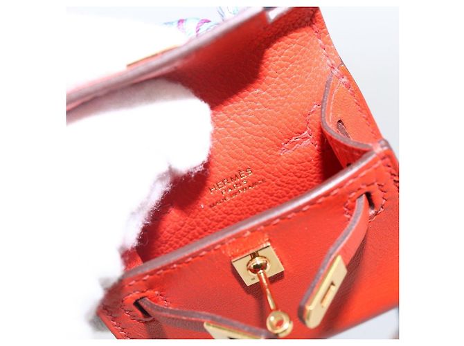 Hermès HERMES Micro Kelly Twilly Charm in Pelle Arancione Auth 169917SM - vista 20