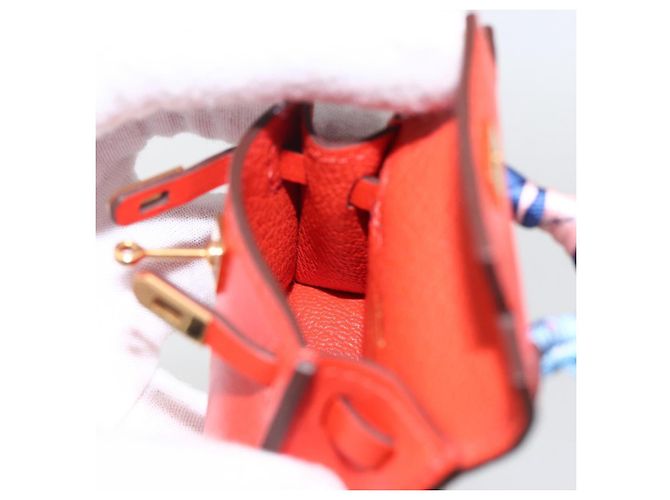 Hermès HERMES Micro Kelly Twilly Charm in Pelle Arancione Auth 169917SM - vista 22