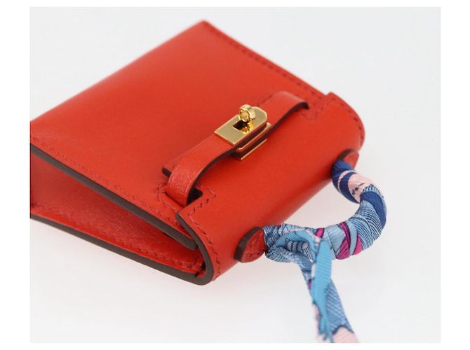 Hermès HERMES Micro Kelly Twilly Charm in Pelle Arancione Auth 169917SM - vista 6