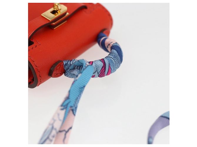Hermès HERMES Micro Kelly Twilly Charm in Pelle Arancione Auth 169917SM - vista 7