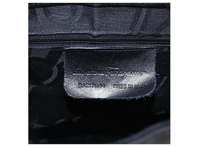 Vala Schultertasche aus Leder Silber Schwarz Salvatore Ferragamo Auth ka2360 - Ansicht 12