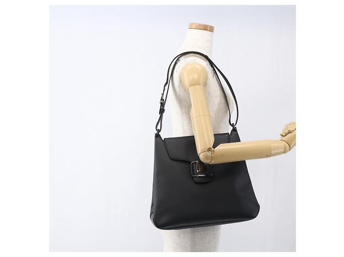 Vala Schultertasche aus Leder Silber Schwarz Salvatore Ferragamo Auth ka2360 - Ansicht 21