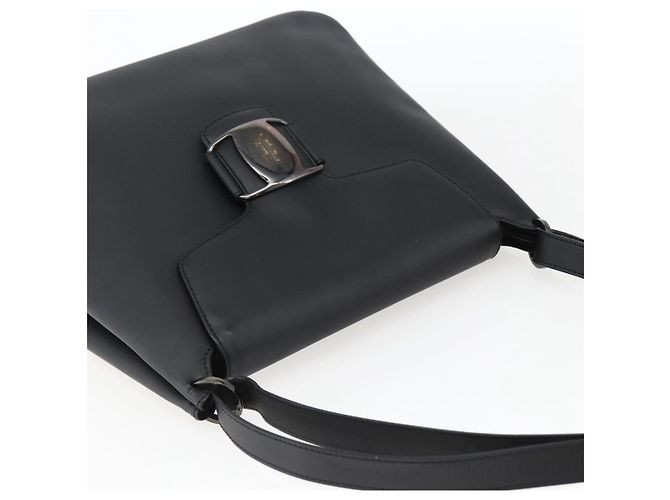 Vala Schultertasche aus Leder Silber Schwarz Salvatore Ferragamo Auth ka2360 - Ansicht 6