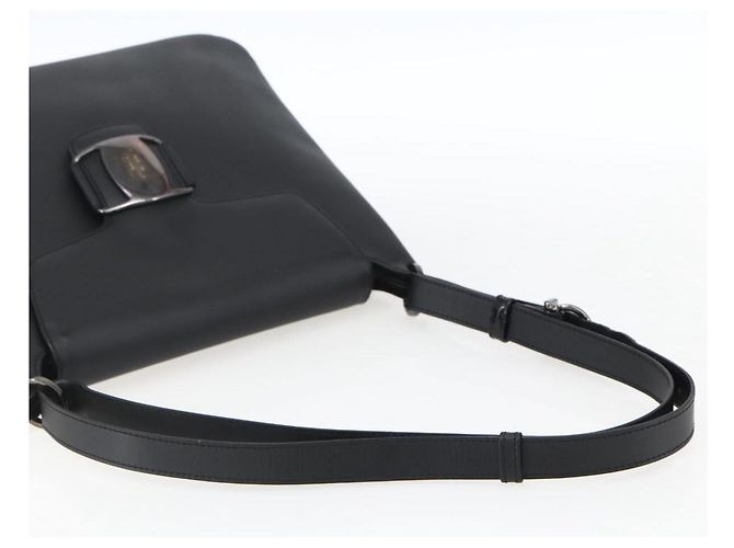 Vala Schultertasche aus Leder Silber Schwarz Salvatore Ferragamo Auth ka2360 - Ansicht 7