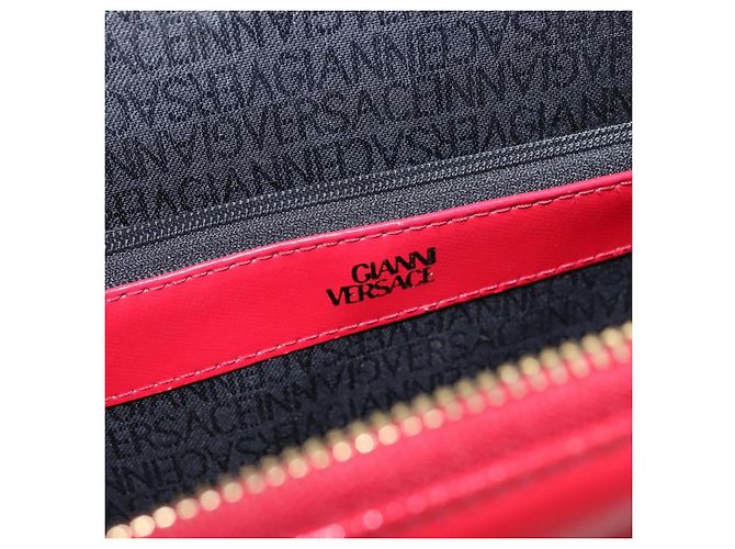 Bolsa de mão Gianni Versace em couro vermelho e dourado Auth BA10667 - vista 11