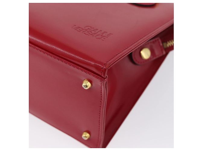 Bolsa de mão Gianni Versace em couro vermelho e dourado Auth BA10667 - vista 14