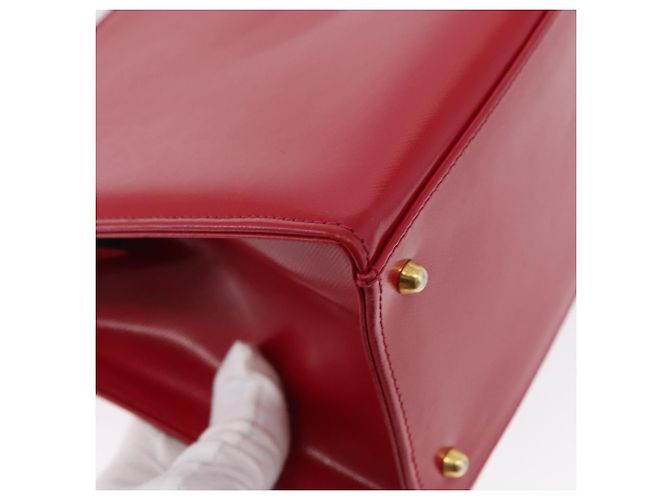 Bolsa de mão Gianni Versace em couro vermelho e dourado Auth BA10667 - vista 15