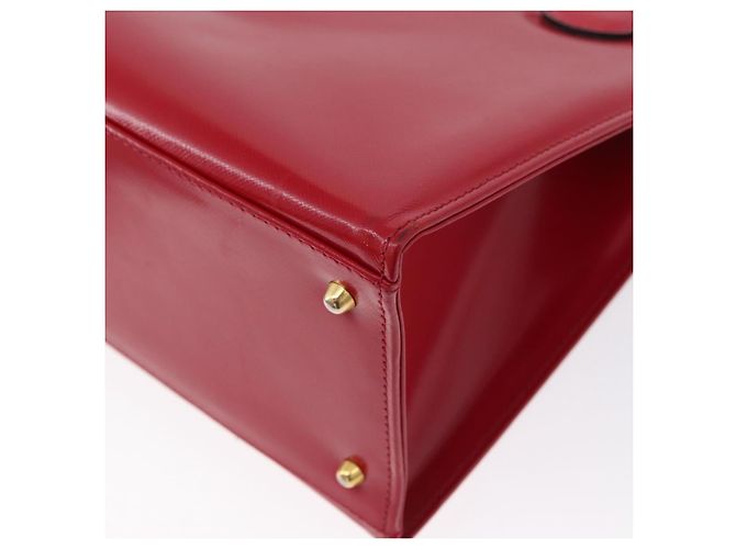 Bolsa de mão Gianni Versace em couro vermelho e dourado Auth BA10667 - vista 16