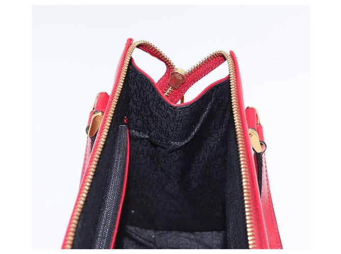 Bolsa de mão Gianni Versace em couro vermelho e dourado Auth BA10667 - vista 17