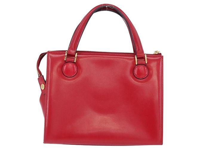 Bolsa de mão Gianni Versace em couro vermelho e dourado Auth BA10667 - vista 2