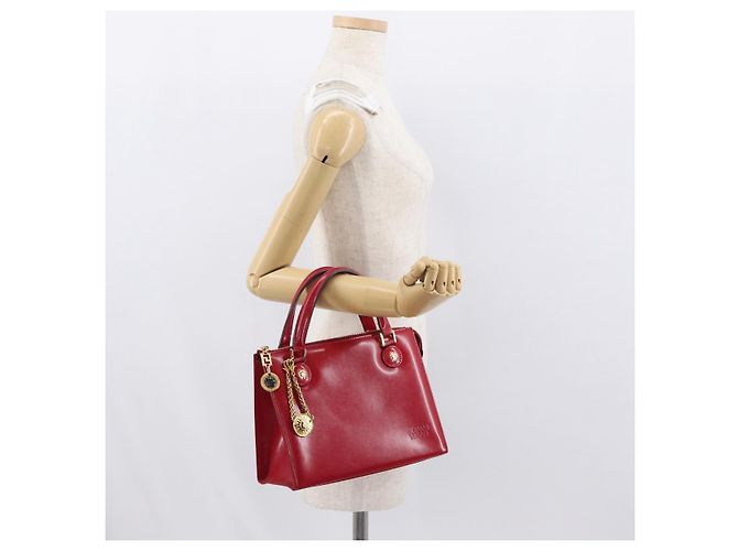 Bolsa de mão Gianni Versace em couro vermelho e dourado Auth BA10667 - vista 21