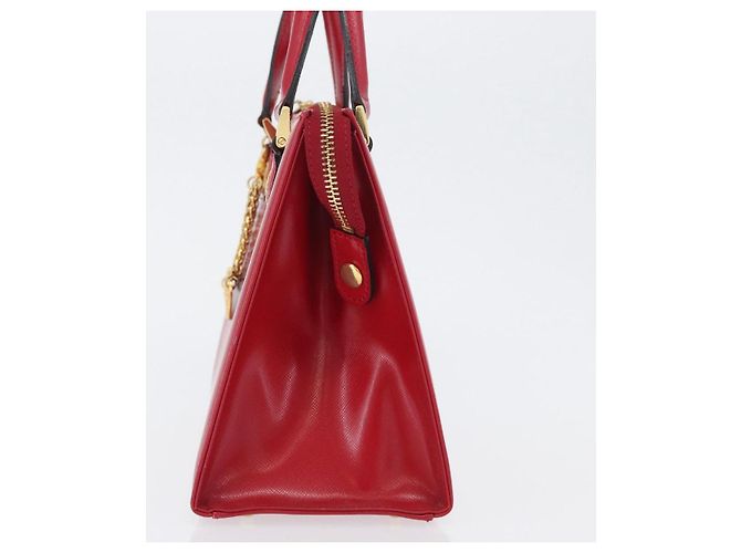 Bolsa de mão Gianni Versace em couro vermelho e dourado Auth BA10667 - vista 3