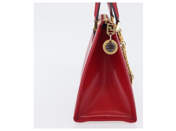 Bolsa de mão Gianni Versace em couro vermelho e dourado Auth BA10667 - vista 4