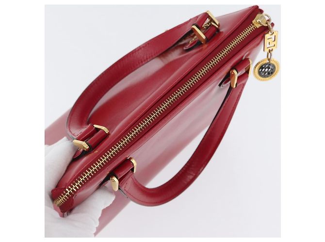 Bolsa de mão Gianni Versace em couro vermelho e dourado Auth BA10667 - vista 6