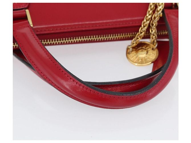 Bolsa de mão Gianni Versace em couro vermelho e dourado Auth BA10667 - vista 7