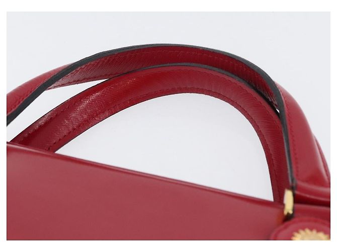 Bolsa de mão Gianni Versace em couro vermelho e dourado Auth BA10667 - vista 8