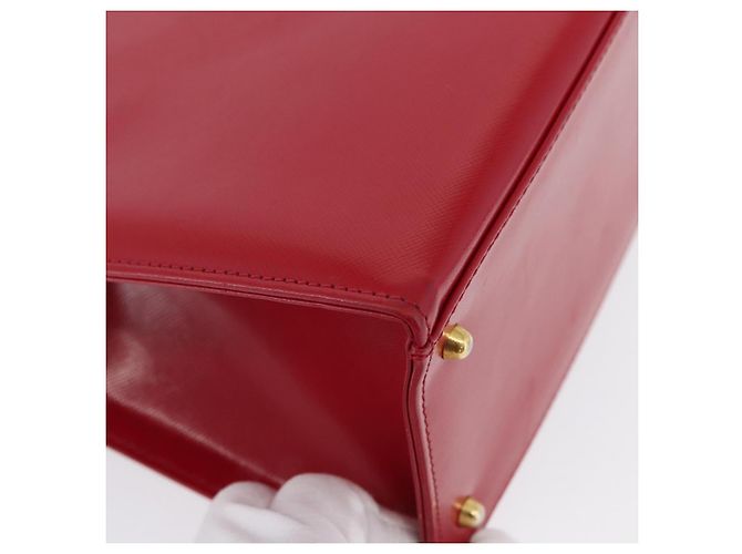 Bolsa de mão Gianni Versace em couro vermelho e dourado Auth BA10667 - vista 9