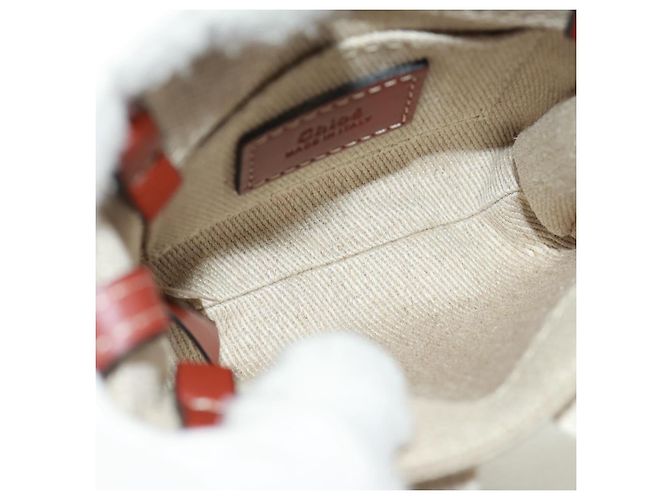 Chloé Woody Mini Borsa a Mano in Tela 2in1 Avorio Auth am10661SAV - vista 10