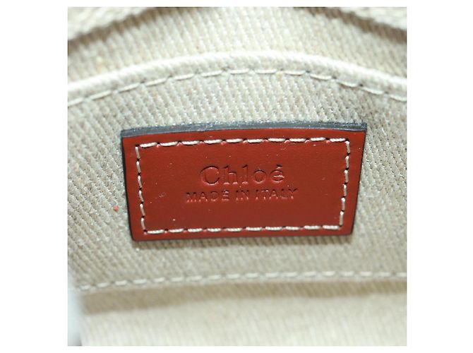 Chloé Woody Mini Borsa a Mano in Tela 2in1 Avorio Auth am10661SAV - vista 18