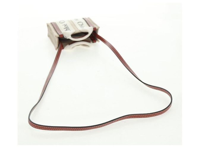 Chloé Woody Mini Borsa a Mano in Tela 2in1 Avorio Auth am10661SAV - vista 8