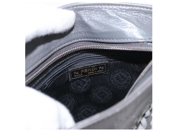 FENDI Schultertasche aus Leder Grau Auth ti3639 Braun - Ansicht 17