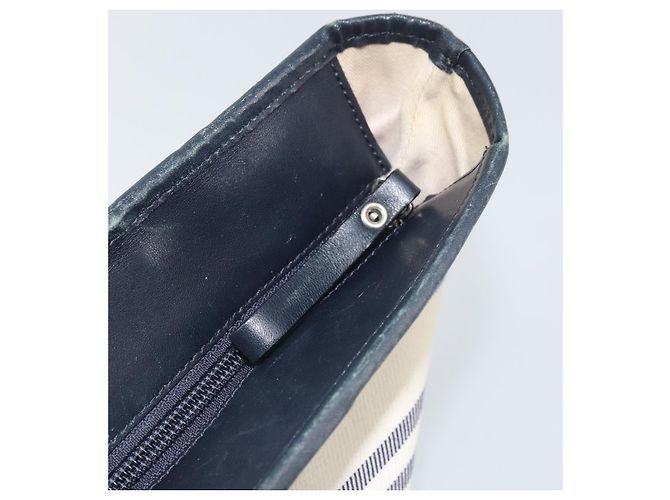 Borsa Tote Burberry in tela e pelle bianca argento oro Auth ti3757 Bianco D'oro - vista 10