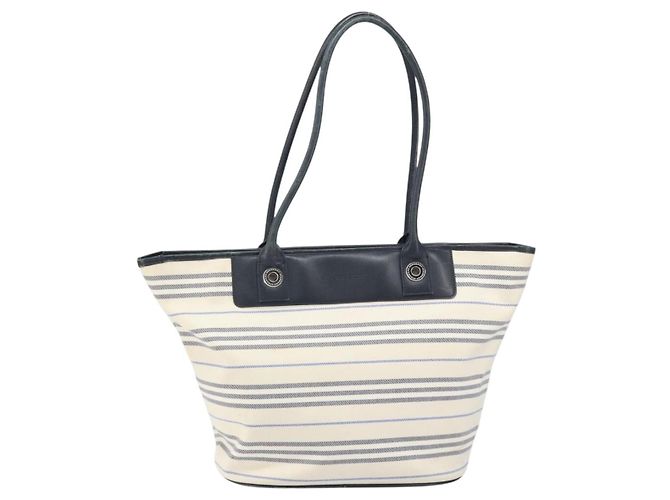 Borsa Tote Burberry in tela e pelle bianca argento oro Auth ti3757 Bianco D'oro - vista 13