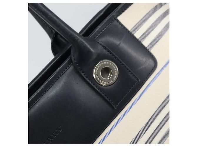 Borsa Tote Burberry in tela e pelle bianca argento oro Auth ti3757 Bianco D'oro - vista 17