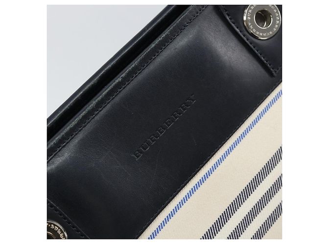 Borsa Tote Burberry in tela e pelle bianca argento oro Auth ti3757 Bianco D'oro - vista 18