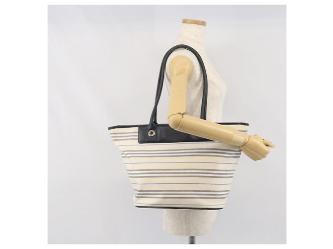 Borsa Tote Burberry in tela e pelle bianca argento oro Auth ti3757 Bianco D'oro - vista 23
