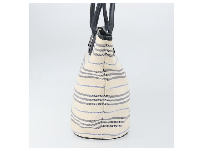 Borsa Tote Burberry in tela e pelle bianca argento oro Auth ti3757 Bianco D'oro - vista 3
