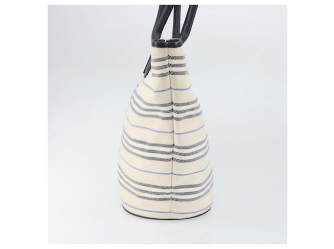 Borsa Tote Burberry in tela e pelle bianca argento oro Auth ti3757 Bianco D'oro - vista 4