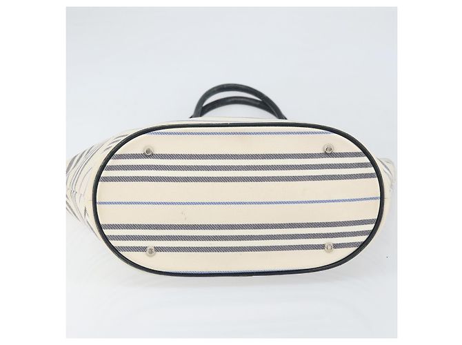 Borsa Tote Burberry in tela e pelle bianca argento oro Auth ti3757 Bianco D'oro - vista 5