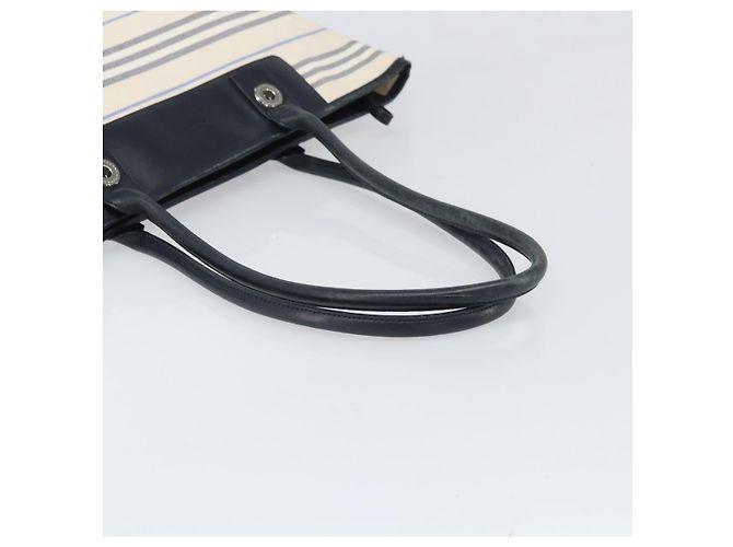 Borsa Tote Burberry in tela e pelle bianca argento oro Auth ti3757 Bianco D'oro - vista 7