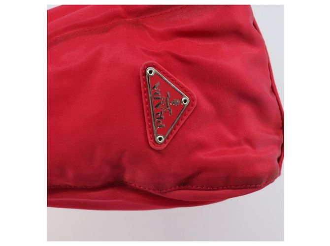 Borsa Tote PRADA in nylon plastico rosso Auth ti3740 - vista 17