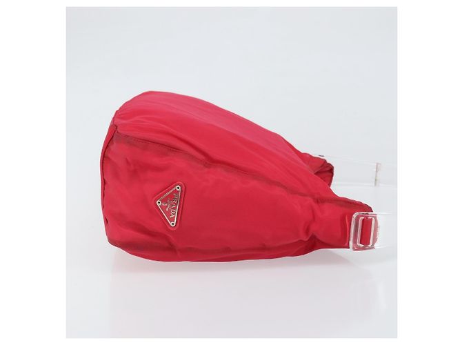 Borsa Tote PRADA in nylon plastico rosso Auth ti3740 - vista 3
