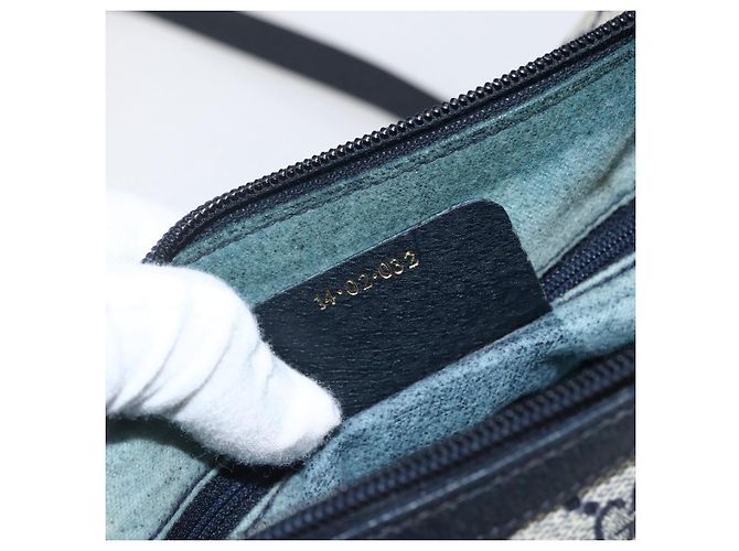 Gucci GG Supreme Sherry Line Schultertasche aus PVC Navy Gold 89 02 032 Auth 171597 Golden Marineblau - Ansicht 12