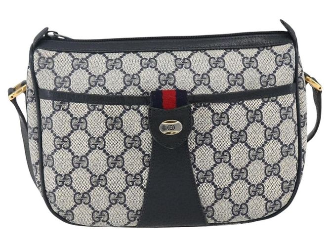 Gucci GG Supreme Sherry Line Schultertasche aus PVC Navy Gold 89 02 032 Auth 171597 Golden Marineblau - Ansicht 13
