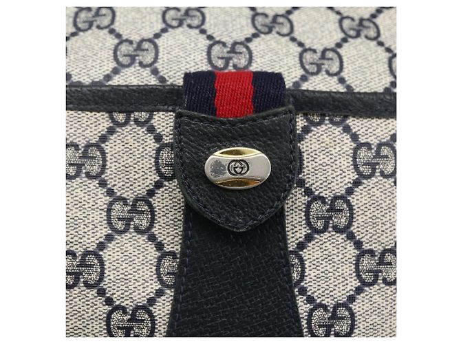 Gucci GG Supreme Sherry Line Schultertasche aus PVC Navy Gold 89 02 032 Auth 171597 Golden Marineblau - Ansicht 17