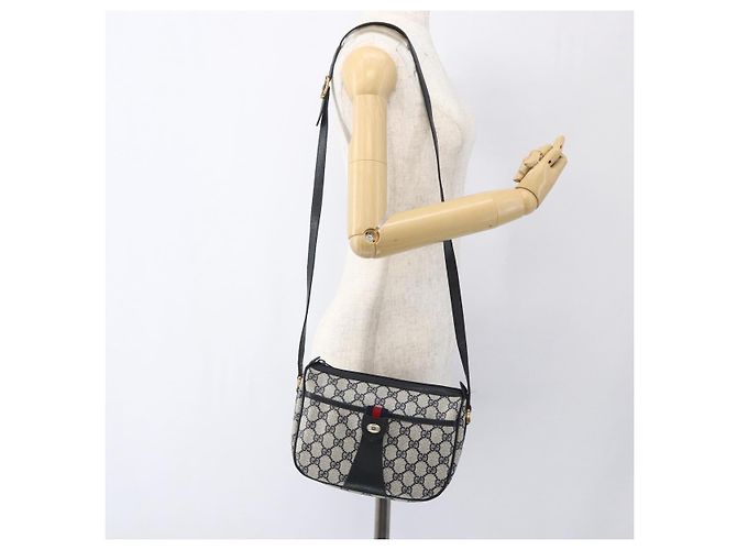 Gucci GG Supreme Sherry Line Schultertasche aus PVC Navy Gold 89 02 032 Auth 171597 Golden Marineblau - Ansicht 24