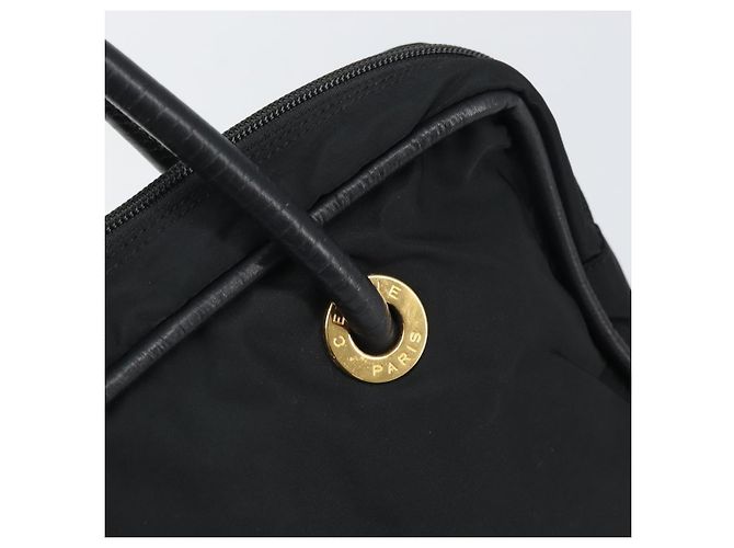 Céline Borsa a mano Celine Circle in nylon nero e oro Auth 168970 D'oro - vista 10