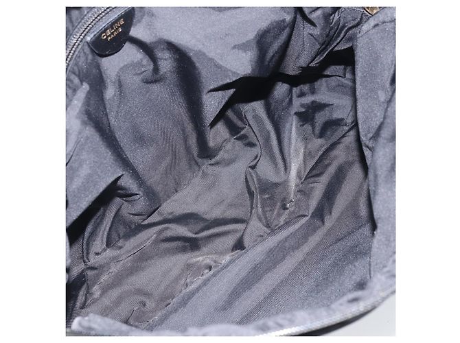 Céline Borsa a mano Celine Circle in nylon nero e oro Auth 168970 D'oro - vista 11