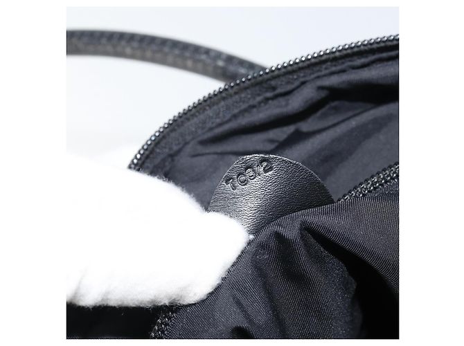 Céline Borsa a mano Celine Circle in nylon nero e oro Auth 168970 D'oro - vista 12
