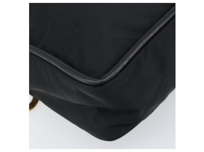 Céline Borsa a mano Celine Circle in nylon nero e oro Auth 168970 D'oro - vista 14