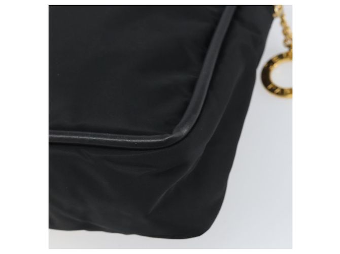 Céline Borsa a mano Celine Circle in nylon nero e oro Auth 168970 D'oro - vista 15